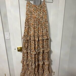 Altar'd State Floral Tiered Maxi Dress - Brown and White